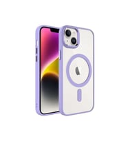 Apple iPhone 14 Plus Uyumlu Kılıf Wireless Şarj Özellikli Zore Krom M-safe Silikon Kapak (Lila)