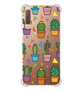 PrintiFy Samsung Galaxy A7 2018 Uyumlu Water Color 4 Baskılı Şeffaf Köşe Korumalı Antişok Kılıf