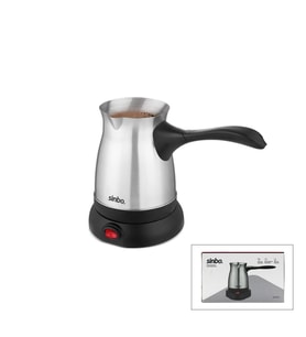 ÇELİK ELEKTRİKLİ CEZVE TÜRK KAHVE MAKİNESİ - 6FİNCAN=500ML 360° KABLOSUZ KULLANIM KATLANIR KULP SCM-