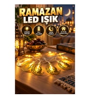 Ramazan Temalı Secde Figürlü Ay LED Dekoratif Işık – Günışığı Sarı, Pilli