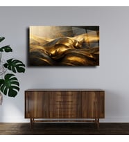 Leylaser Gold Siyah Karışık Desen Cam Tablo Duvar Dekoru