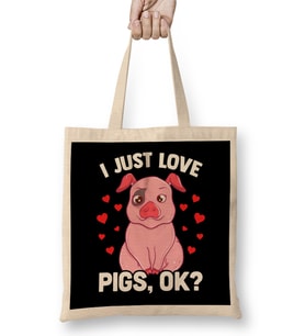 Adorable I Just Love Pigs OK Baby Pig Lover Bez Çanta Uzun Saplı