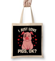 Adorable I Just Love Pigs OK Baby Pig Lover Bez Çanta Uzun Saplı