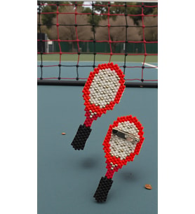 Miyuki Boncuk El Yapımı Tenis Raketi Broş - Yaka İğnesi 2
