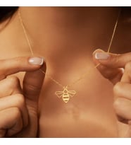 Minimalist Arı Kolye 925K Gümüş (Gold)