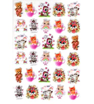 Sticker Kabartmalı A4 Boyutunda Stiker Defter, Planlayıcı Etiket-(lim526) - Süslü Hayvanlar
