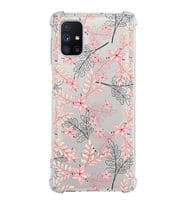 Samsung Galaxy M51  Köşe Korumalı Antişok Kapak Floral Kırmızı Tasarımlı Şeffaf  Kılıf