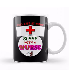 Funny Feel Safe At Night, Sleep With A Nurse RN Kupa Bardak Porselen