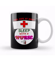 Funny Feel Safe At Night, Sleep With A Nurse RN Kupa Bardak Porselen