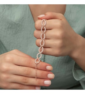 Gümüş Rose Oval Taşlı Bayan Bileklik