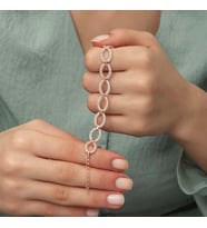 Gümüş Rose Oval Taşlı Bayan Bileklik