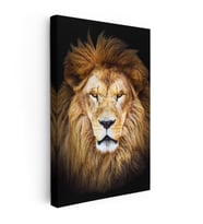 Dikey Kanvas Tablo Simetrik Yüz Hatlı Aslan Tablosu Ev Ofis Duvar Dekoru