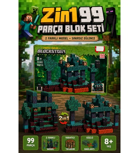 Minecraft Temalı Orman Serisi 2'si 1 Arada Yapı Blokları Seti - 99 Parça Eğitici Oyuncak