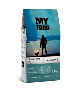 My Food Kuzulu&Pirinçli Yavru Küçük Irk Köpek Maması Derma Support 2,5 Kg (Kahverengi)
