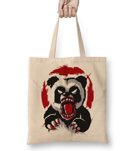 Tehlikeli Panda Bez Çanta Uzun Saplı