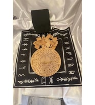 Rune Semboli Taşları Run Taşları Örtüsü Pandül Tahtası Pirinç Pandül Sunak Nordic Runes Sarkaç Seti