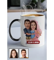 Sevgiliye Hediye Evlenme Teklifi Temalı Karikatürlü Sihirli Kupa Bardak