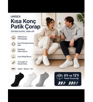 Wak Unisex Kısa Konç 6’lı Patik Çorap, %85 Pamuklu Geri Dönüştürülmüş İplik, Parfümlü İnce Dikişli, Günlük Spor Çorabı