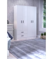 GUBİMO ABETE 4 KAPILI 2 ÇEKMECELİ 2 ASKILIKLI(ELBİSE DOLABI-YÜKLÜK) / BEYAZ