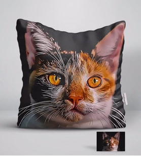 BK Gift Kişiye Özel Tam Boy Kedi Karikatürlü Beyaz Yastık-1