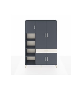Arges Dolap 8 Raflı Tek Çekmeceli 5 Kapaklı 132x30x195 Antrasit-Antrasit/Aytaşı