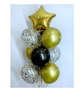 Altın Yıldız Konfetili Latex Balon Set 10 Adet