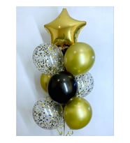 Altın Yıldız Konfetili Latex Balon Set 10 Adet