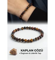 Kaplan Gözü Doğal Taş Küre Kesim Karışık Kahve 6mm Bileklik
