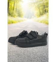 Rakerplus Siyah Hakiki Deri Cırtlı Erkek Çocuk Sneaker Ayakkabı