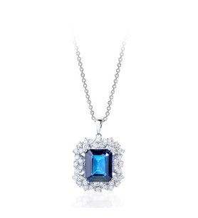 5,82 Karat Pırlanta Safir Kolye (Beyaz)