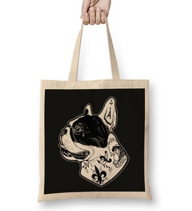 Tattooed French Bulldog Bez Çanta Uzun Saplı