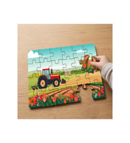 Bahçede Traktör Tasarımlı 24 Parça Ahşap Çocuk Puzzle MPK0103