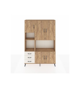 Arges Dolap 9 Raflı 3 Çekmeceli 5 Kapaklı 132x30x195 Çam-Çam/Aytaşı