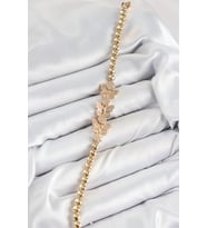 Pirinç Zirkon Taşlı Kelebek Model Gold Renk Kadın Bileklik 5886 - SSSSSS1577-6089