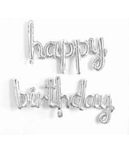 Happy Birthday El Yazısı Gümüş Renk Folyo Balon