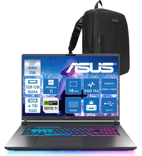Asus Rog Strix G18 G815LR-S9156 Ultra 9 275HX Aı 128GB 2tb Ssd+2tb 12GB/RTX5070Tİ Gddr7 175W 18" 2.5k Wqxga 240Hz 3ms 500NITS Windows 11 Pro Taşınabilir Bilgisayar WS9156W38128G + Zettaçanta