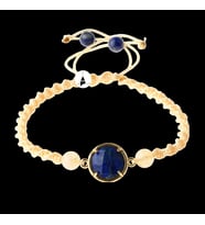 Lapis Lazuli-Sitrin Doğal Taş Makrome Örgü Bileklik