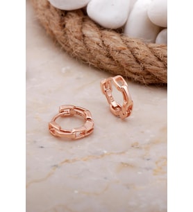 Gurmet 15 mm Rose Gümüş Halka Küpe 5809