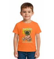 Unisex Ayıcık Bear Baskılı Çocuk Tişört pamuklu penye kumaş (Oranje)