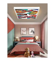 Şimşek Mcqueen Avize, 60x60 Çocuk Odası Avize, 60watt, estetik kare, Yapay Zeka Tasarım Avize, Pist