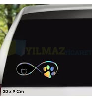 Kedi Köpek Pati İzi Kalp Renkli Hologram Oto Sticker Etiket Araba Yapıştırma Çıkartma 20 x 9 Cm
