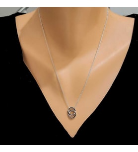 925 Ayar Gümüş Oniks Taşlı Çift Halkalı Kolye
