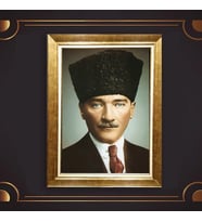 Altın Varaklı Çerçeveli Paspartulu Atatürk Tablo z4958 (Gold)