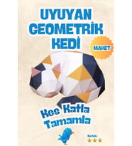 Geometrik Uyuyan Kedi Maketi - 3D Kedi Maketi - Yap, katla, tamamla! - Eviniz için şık bir dekor