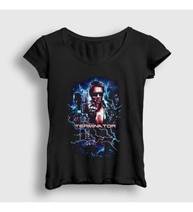Presmono Kadın Siyah Time Travel Film The Terminator T-Shirt 254893tt