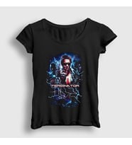 Presmono Kadın Siyah Time Travel Film The Terminator T-Shirt 254893tt