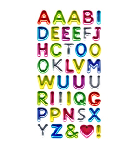 Sticker Kabartmalı Stiker Defter, Planlayıcı Etiket (metalik-750) - 17X9 cm - Metalik Alfabe Renkli