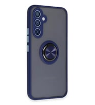 ERTAN Samsung Galaxy A34 5G Kılıf Montreal Yüzüklü Silikon Kapak - Lacivert