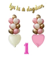 1 Yaş Pembe Doğum Günü Balon Seti 16inç Pembe Rakam İyi Ki Doğdun Bannerlı Set