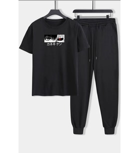 Unisex Ken Kaneki Baskılı 2'li Eşofman Takımı (Siyah)